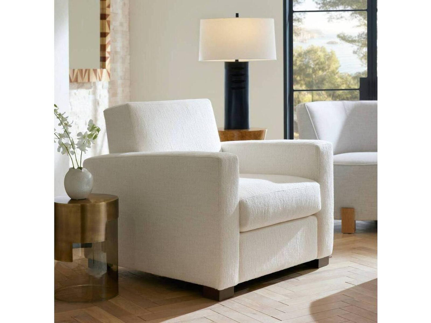 Dodson Cloud Bouclé Accent Chair in Ebony Wood