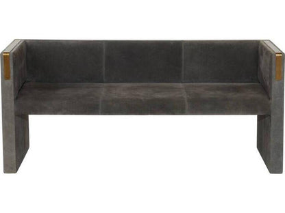 Donovan Slate Grey Antique Brass Suede Upholstered Sofa