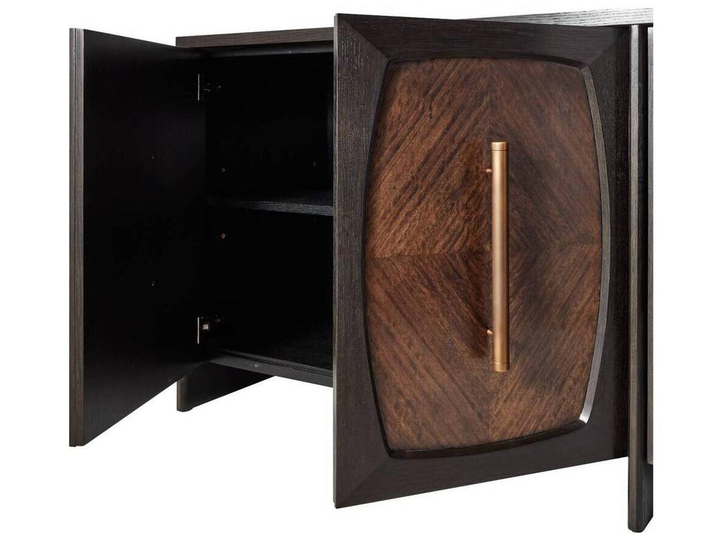 Arteriors Elmore 81-Inch Credenza with Brindle Eucalyptus Veneer and Antique Brass Hardware