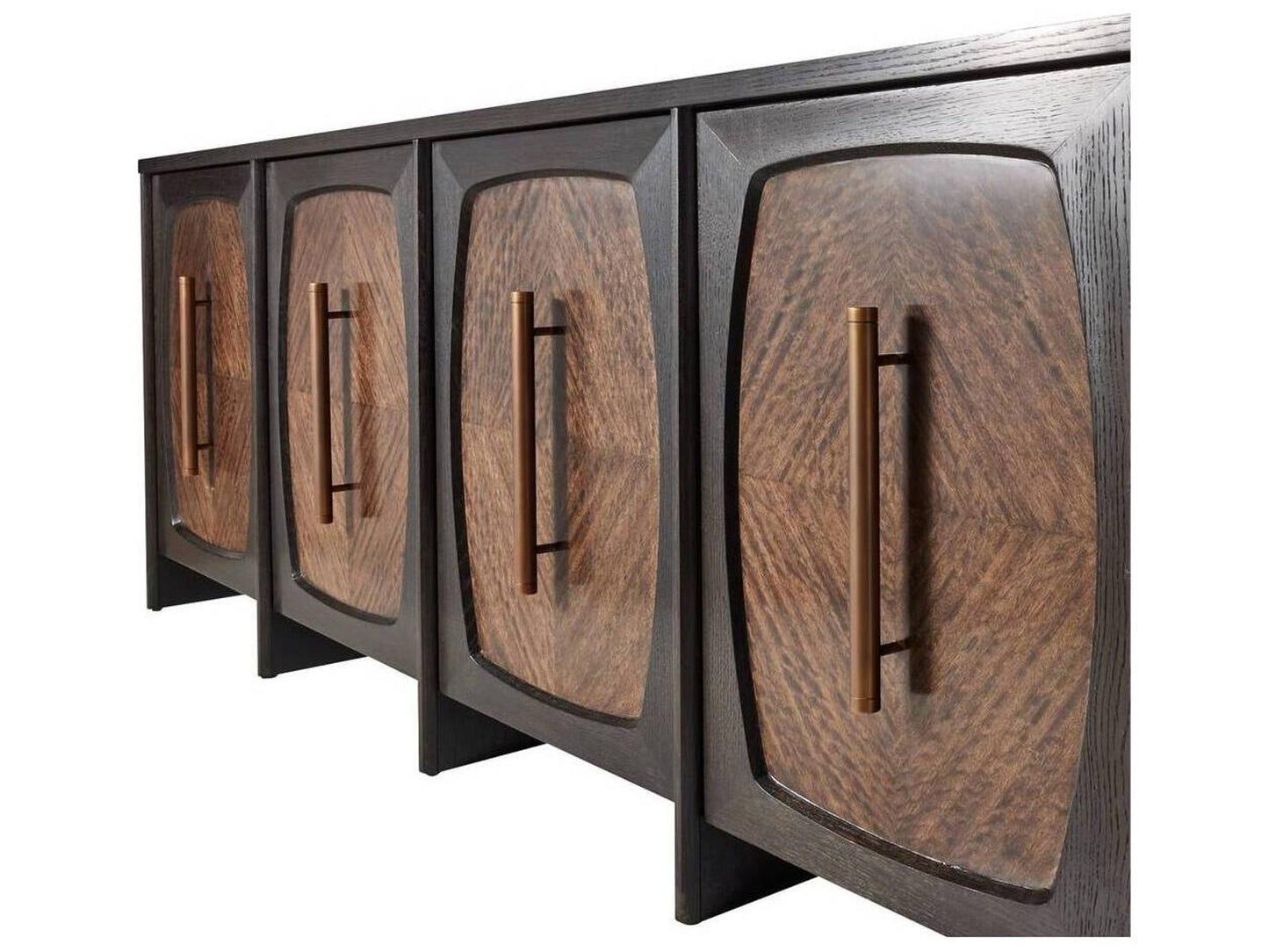 Arteriors Elmore 81-Inch Credenza with Brindle Eucalyptus Veneer and Antique Brass Hardware