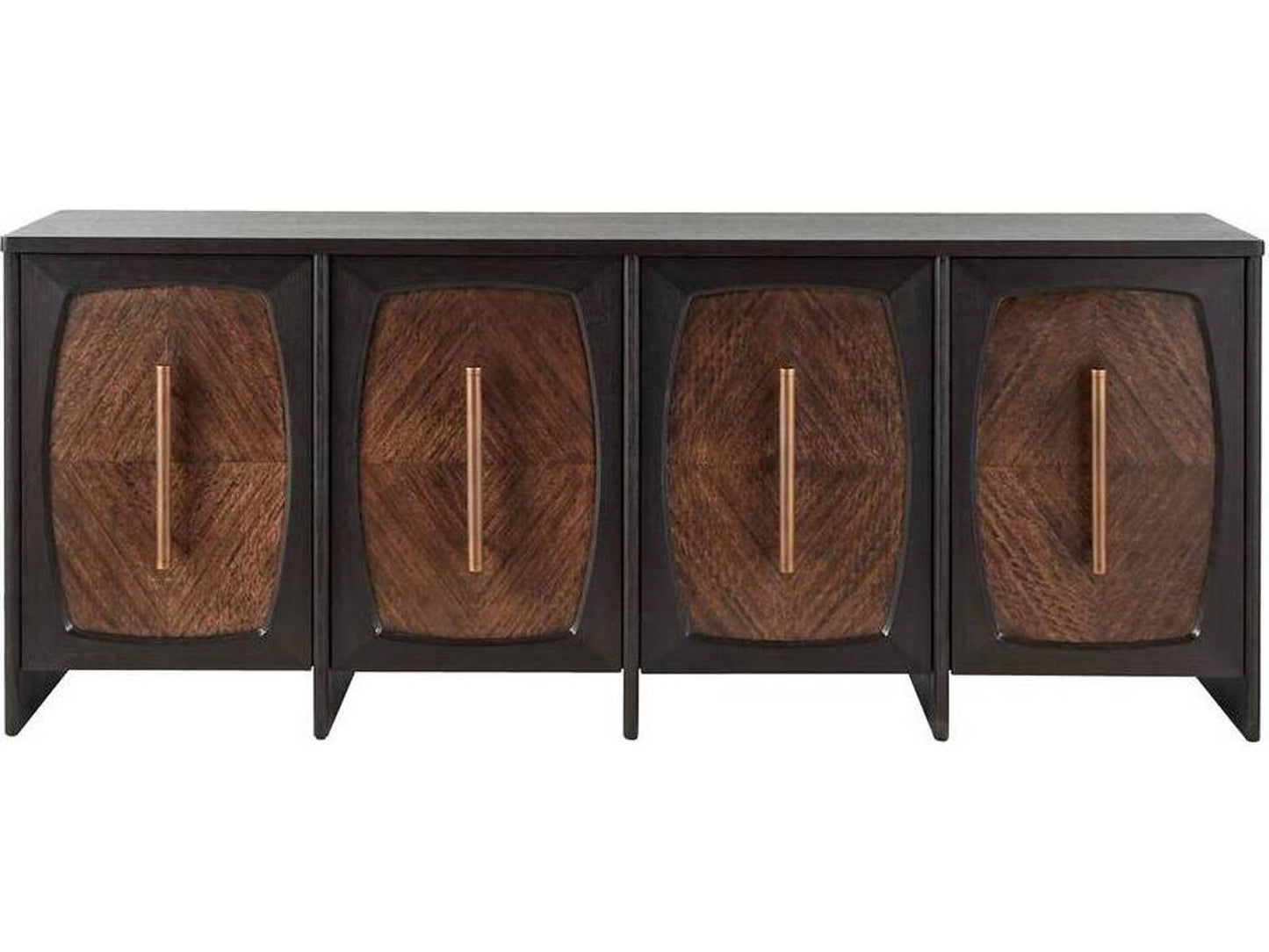 Arteriors Elmore 81-Inch Credenza with Brindle Eucalyptus Veneer and Antique Brass Hardware