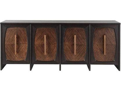Arteriors Elmore 81-Inch Credenza with Brindle Eucalyptus Veneer and Antique Brass Hardware