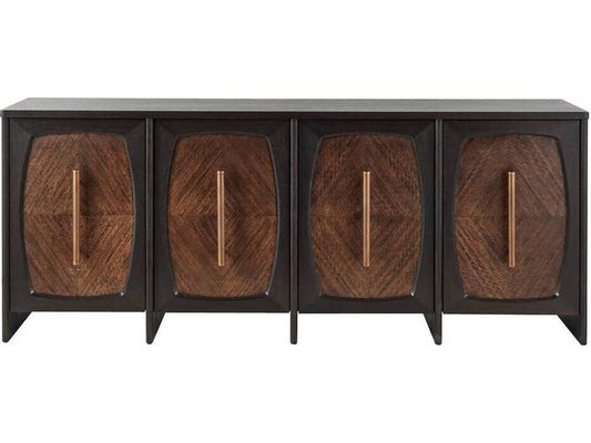 Arteriors Elmore 81-Inch Credenza with Brindle Eucalyptus Veneer and Antique Brass Hardware