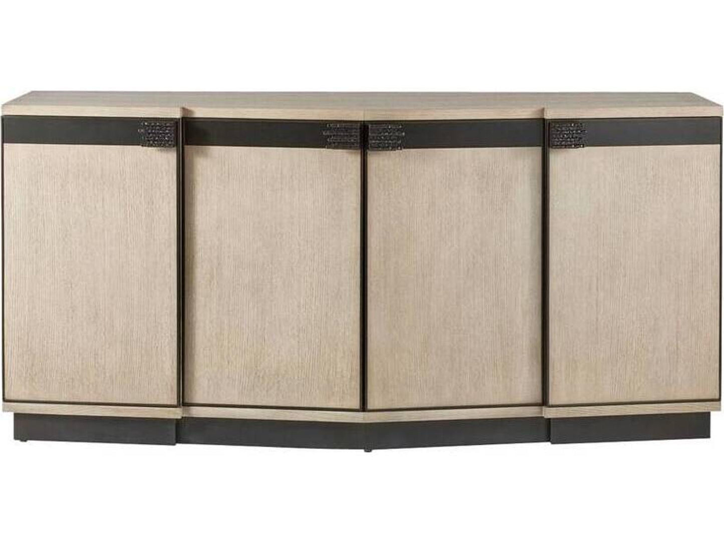 Cyrus Sculpted Hardware Credenza in Smoke Oak and Bronze