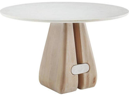 Melt Round Marble White Cerused Natural Dining Table