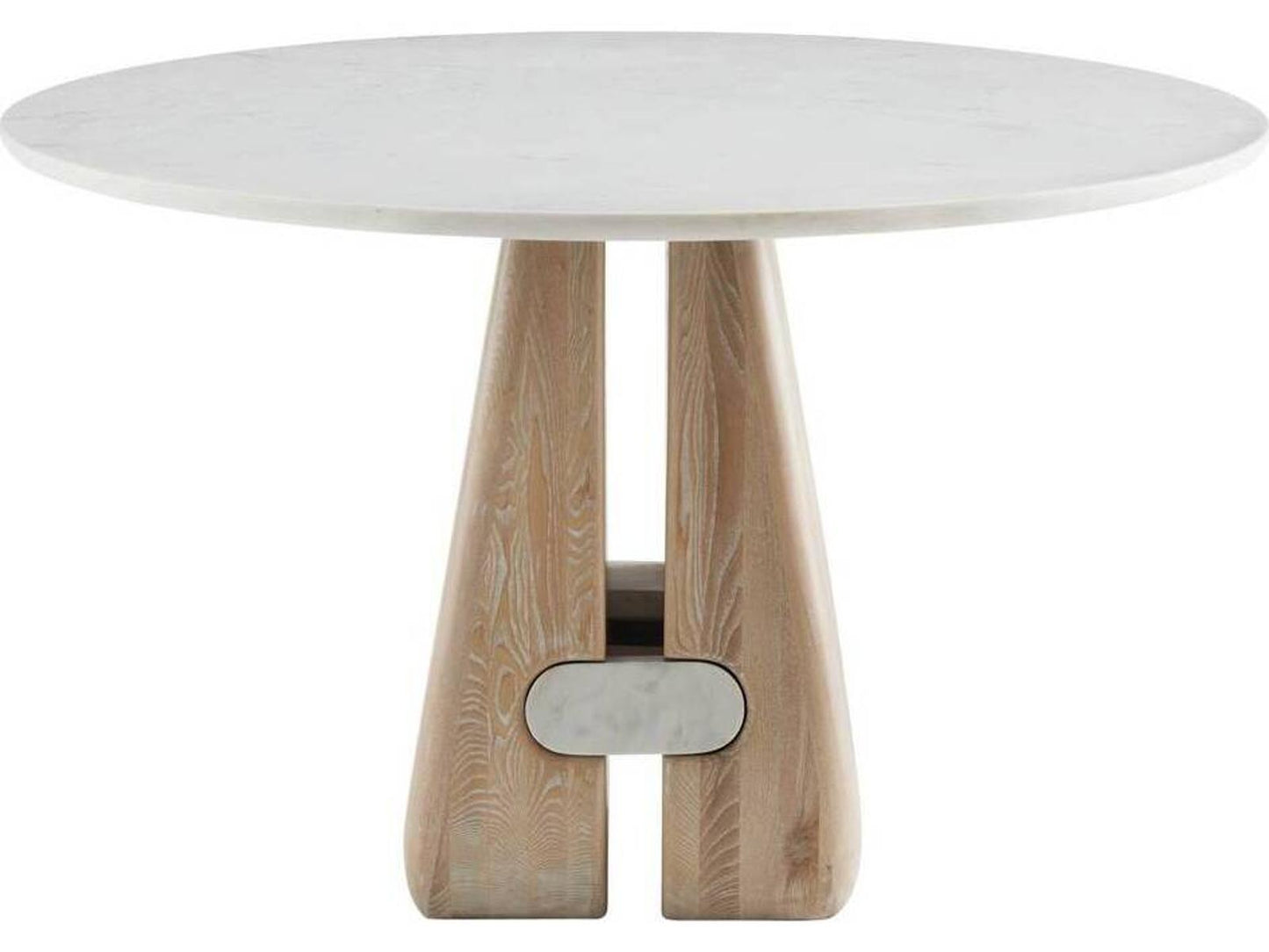 Melt Round Marble White Cerused Natural Dining Table