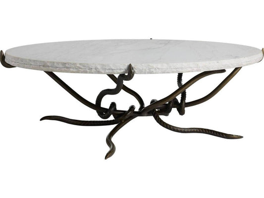 Round Marble White Brown Coffee Table
