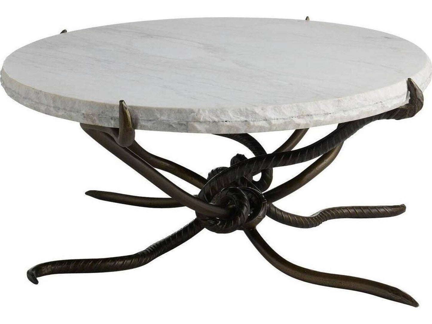 Round Marble White Brown Coffee Table