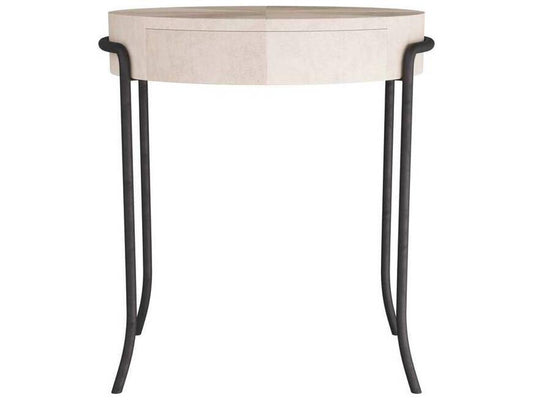 Mosquito Round Acrylic Ivory Blackened End Table