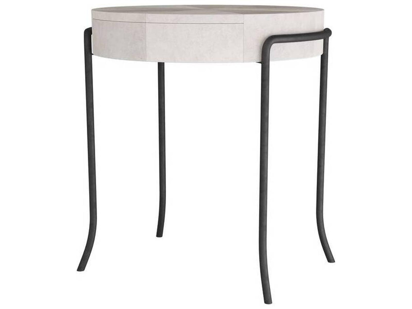 Mosquito Round Acrylic Ivory Blackened End Table