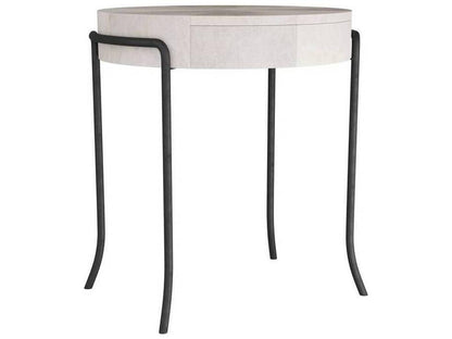 Mosquito Round Acrylic Ivory Blackened End Table