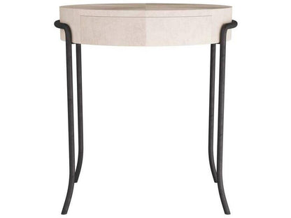 Mosquito Round Acrylic Ivory Blackened End Table