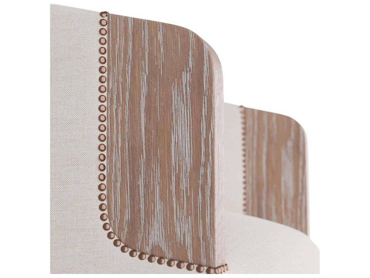 Reveal Bone Linen Cerused Oak Lounge Chair with Nailhead Trim