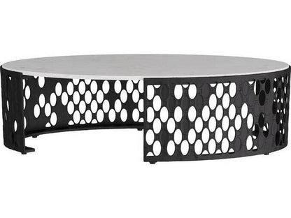 Oval Marble White Blackened Iron Onze Coffee Table