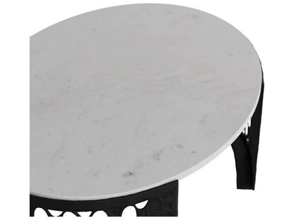 Oval Marble White Blackened Iron Onze Coffee Table