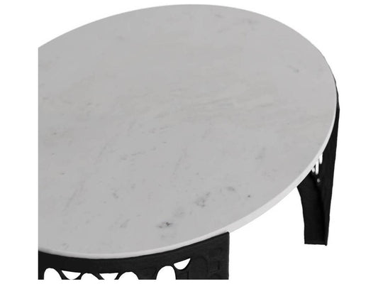 Oval Marble White Blackened Iron Onze Coffee Table