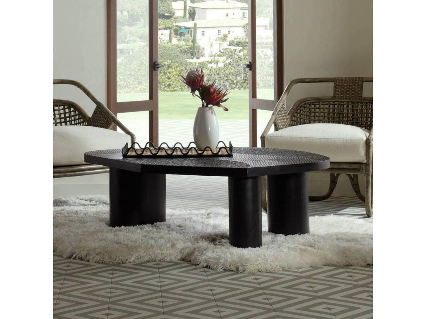 Arteriors Tribal Rectangle Coffee Table in Ebony Mango Wood