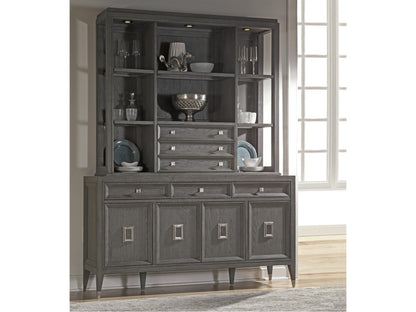 Appellation 66-Inch Gray Wood Buffet with Brushed Nickel Accents