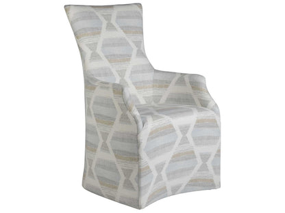 Home Juliet Upholstered Dining Arm Chair with Casters in Wheat Fabric