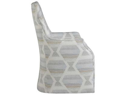 Home Juliet Upholstered Dining Arm Chair with Casters in Wheat Fabric