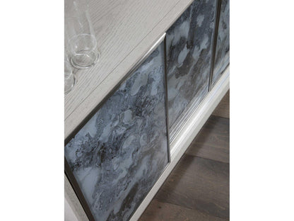 Home Metaphor 68-Inch Sandblasted Oak and Eglomise Media Console