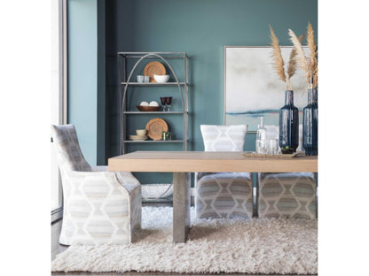 Verite 100-Inch Rectangle Dining Table Oak Veneer Distressed Aluminum