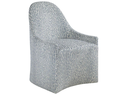 Lily Upholstered Dining Side Chair with Casters in Misty Gray