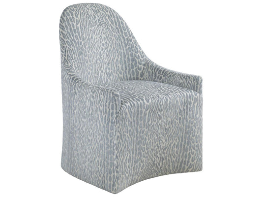 Lily Upholstered Dining Side Chair with Casters in Misty Gray
