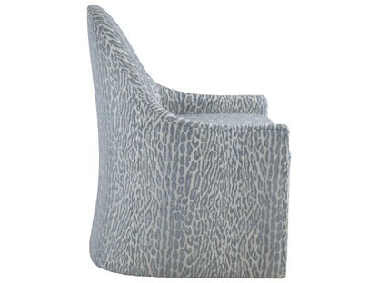 Lily Upholstered Dining Side Chair with Casters in Misty Gray