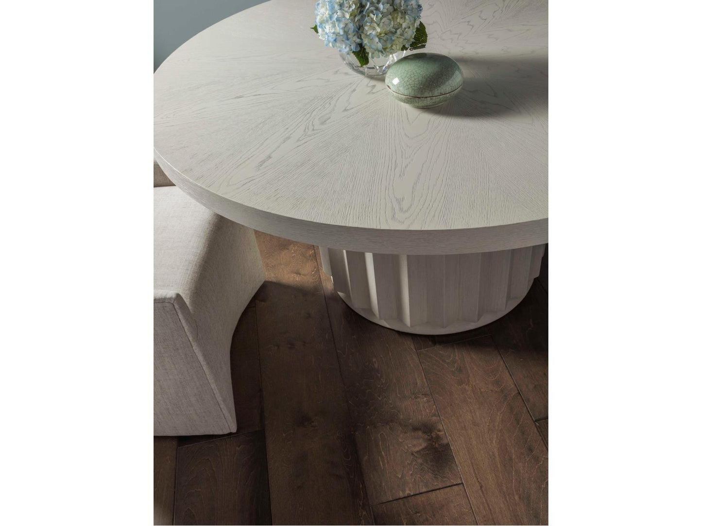 Home Sarto Round 60-Inch Dining Table in Sandblasted Cerused White Grey