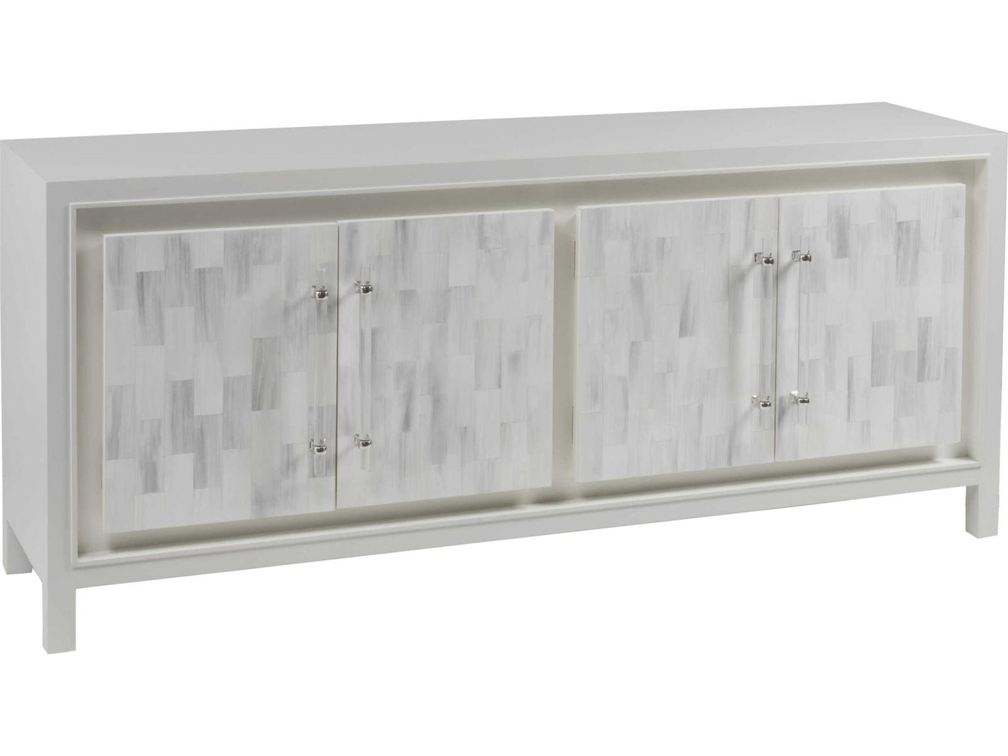 Home Elation White Media Console Table Faux Horn Resin