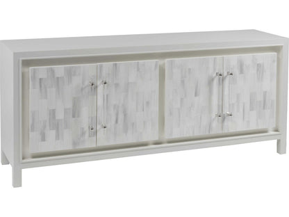 Home Elation White Media Console Table Faux Horn Resin