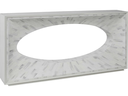 Home Elation Console Table with Faux Horn Resin Tiles in White