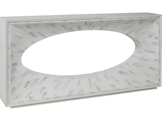Home Elation Console Table with Faux Horn Resin Tiles in White