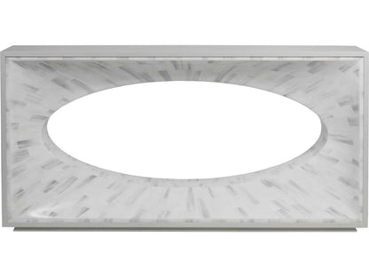 Home Elation Console Table with Faux Horn Resin Tiles in White