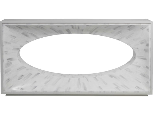 Home Elation Console Table with Faux Horn Resin Tiles in White