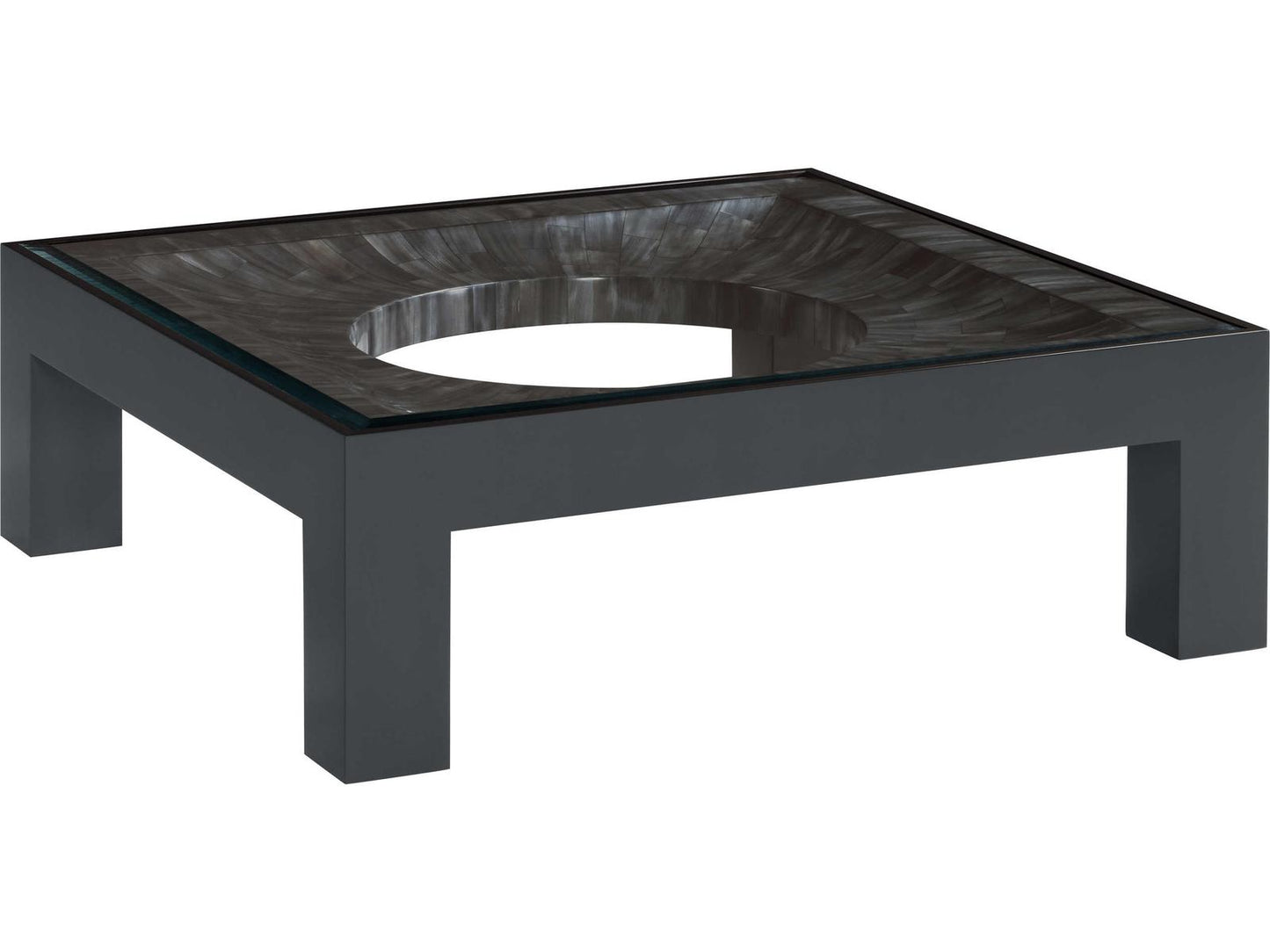 Home Elation Square Coffee Table in Faux Horn Resin and Glass