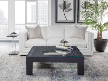 Home Elation Square Coffee Table in Faux Horn Resin and Glass
