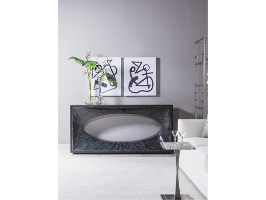 Home Signature Designs Elation Rectangular Console Table Dark Gray Bone