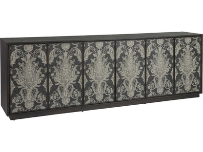 Venerato 99-Inch Media Console TV Stand in Mocha Wood and Fabric