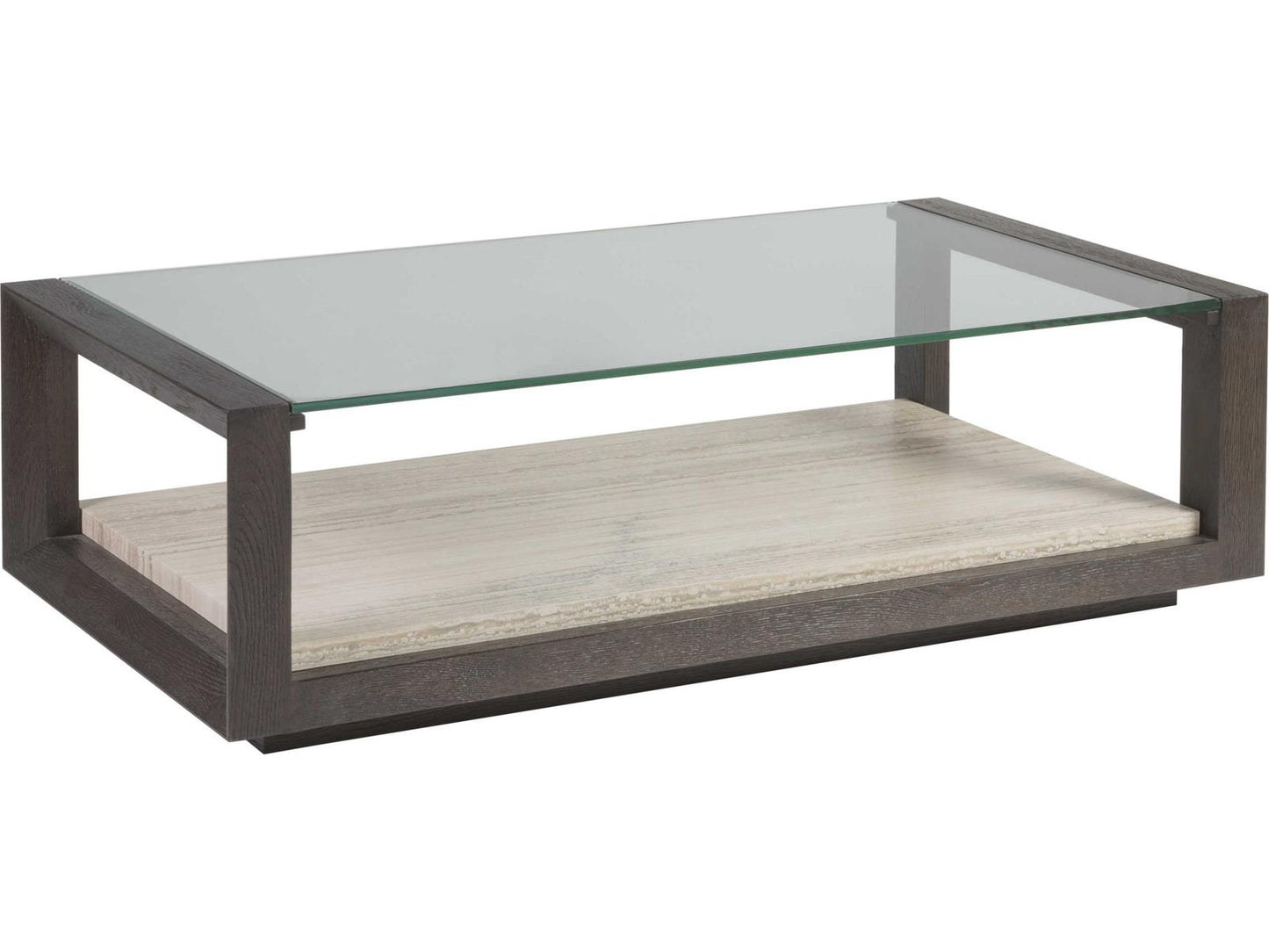 Home Venerato Rectangular Coffee Table Mocha Brown Wood and Travertine
