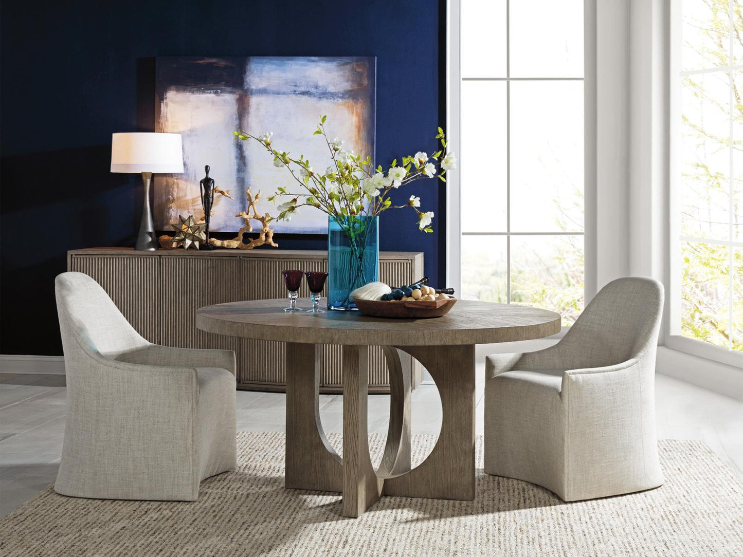 Home Signature Designs Apostrophe Round Dining Table Cappuccino Gray Oak