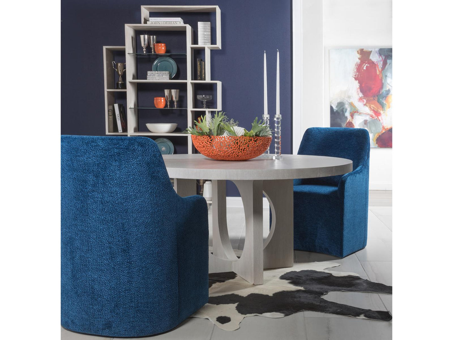 Home Signature Designs Apostrophe Round Dining Table in Misty Gray