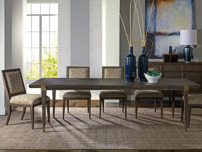 Home Belvedere Extension Rectangle Dining Table in Falcon Brown and Brushed Nickel