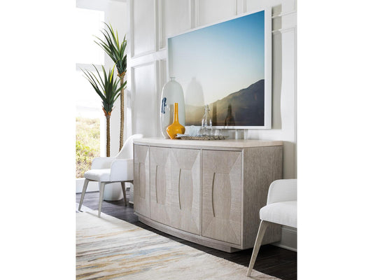 Home Mar Monte 4-Door Buffet in Champagne Taupe White Oak with Marble Top