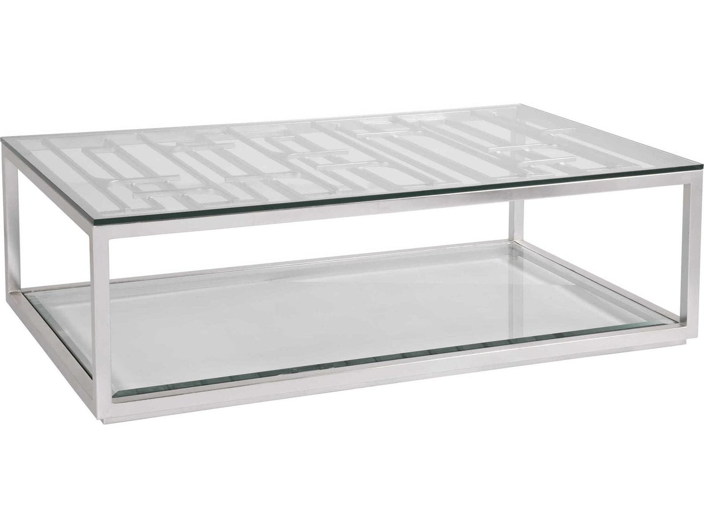 Home Mar Monte Grate Rectangle Coffee Table in Silver Leaf and Glass
