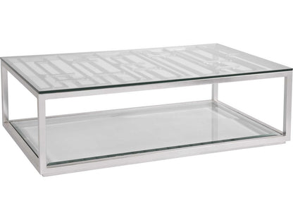 Home Mar Monte Grate Rectangle Coffee Table in Silver Leaf and Glass