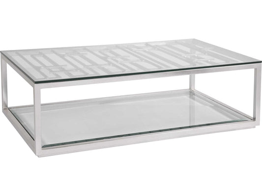 Home Mar Monte Grate Rectangle Coffee Table in Silver Leaf and Glass