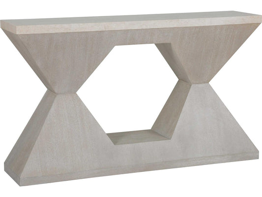 Home Mar Monte Rectangular Console Table with Marble and White Oak