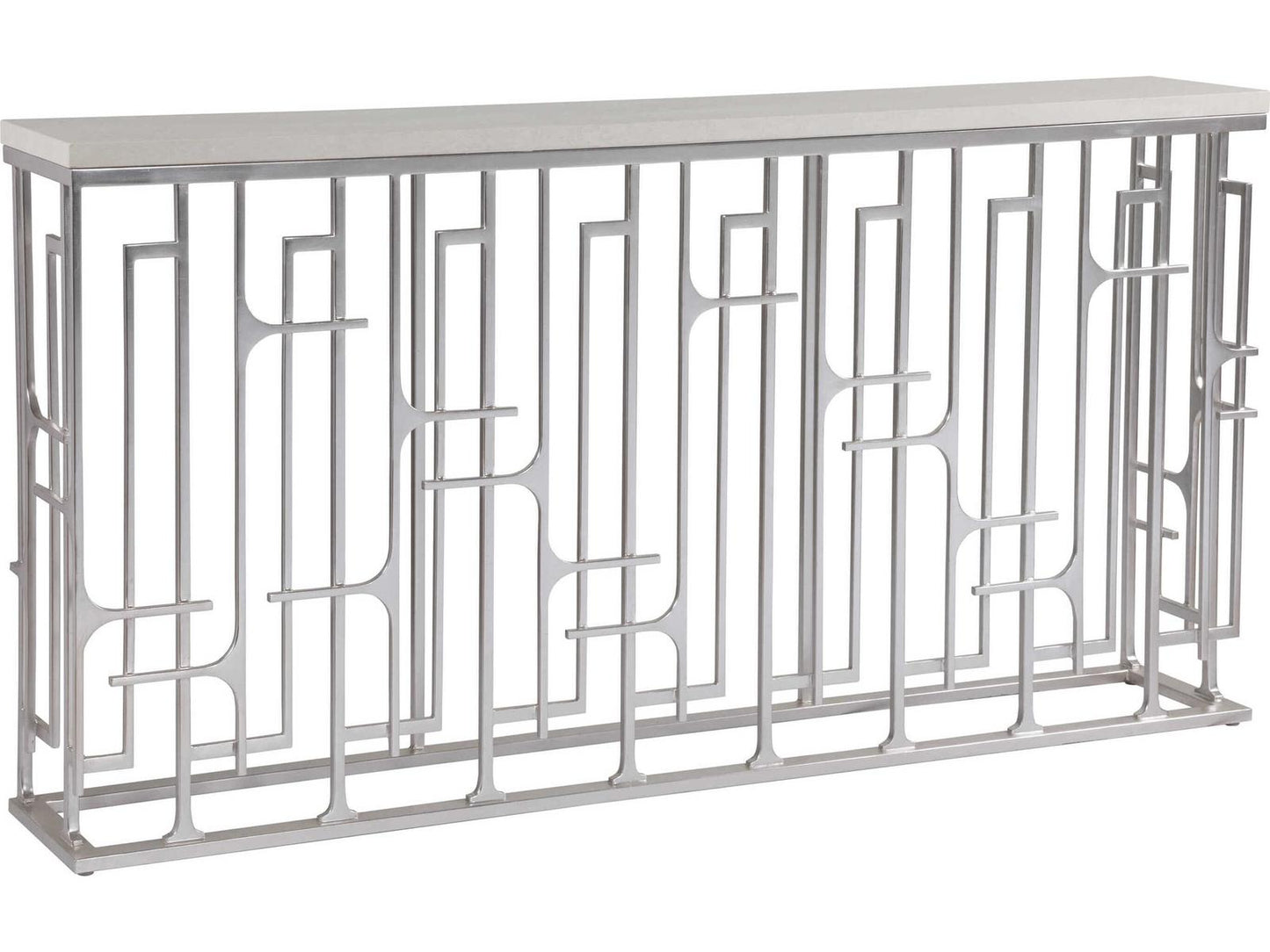Home Mar Monte Grate Rectangular Marble Console Table with Warm Silver Leaf